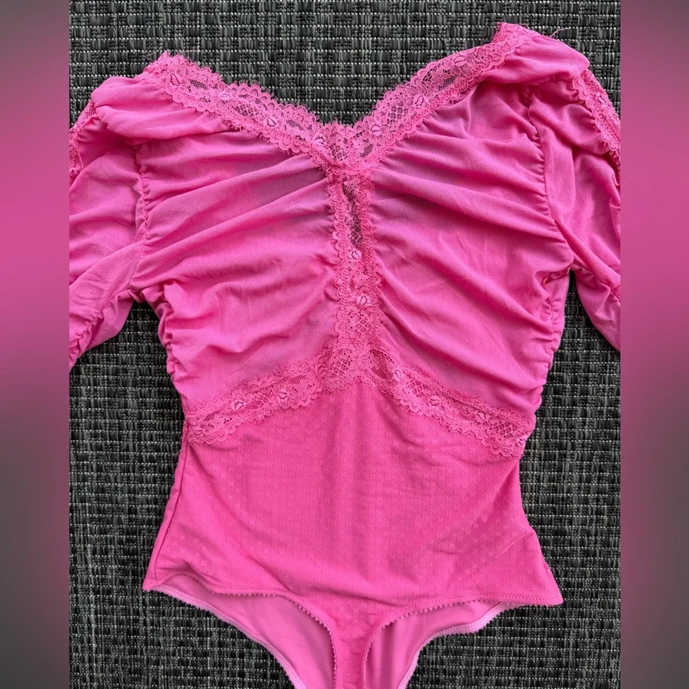 NWOT Free People Intimately Forever Young Bodysuit-Pink Wink